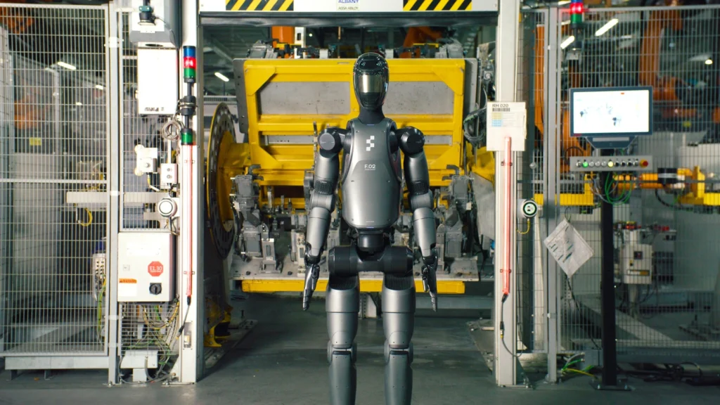 Robô humanóide trabalhando na linha da produção da BMW